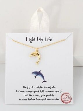 Gold Dolphin Pendant Necklace - Gold